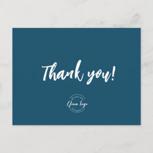 Custom Logo Blue white Customer appreciation Postcard