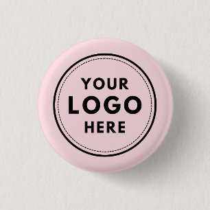 Custom Logo Blush Pink Corporate Business 1 Inch Round Button
