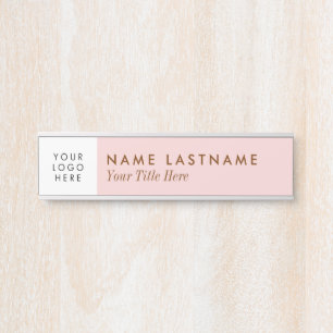 Custom Logo Blush Pink Modern Simple Girly Title Door Sign
