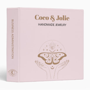Custom Logo Blush Pink Mystical Small Business Binder