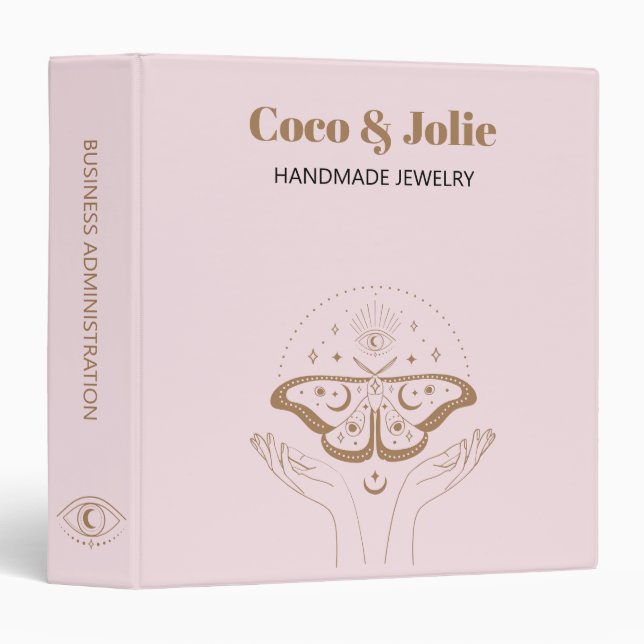 Custom Logo Blush Pink Mystical Small Business Binder (Front/Spine)