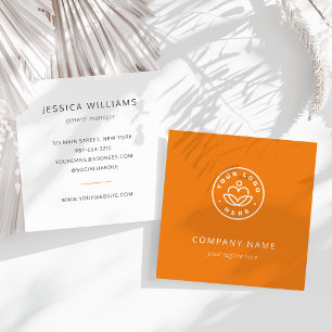 Custom Logo Bold Minimalist Corporate Orange Square Business Card