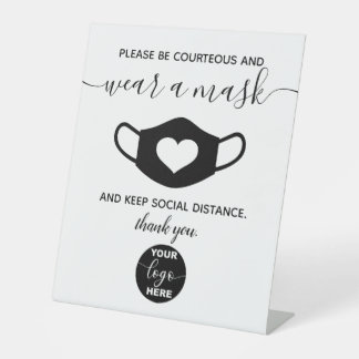 Custom Logo Brand Business Safety Wear a Face Mask Pedestal Sign