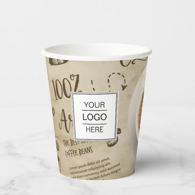 Custom Logo brand Coffee Shop Paper cups (Front)