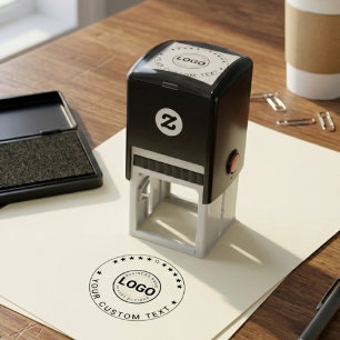 Custom Logo & Brand Text Modern Round Business Self-inking Stamp