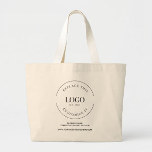 Custom Logo Branded for Small Business Simple Large Tote Bag