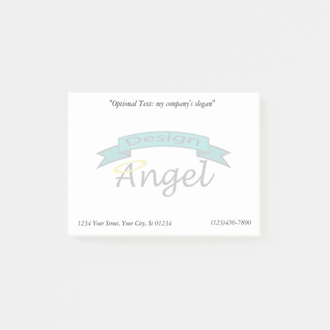 Custom Logo Branded Watermark W/ Contact Info Post-it Notes (Front)