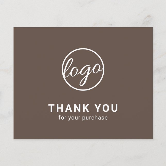 Custom Logo Brown Budget Thank You Card (Front)