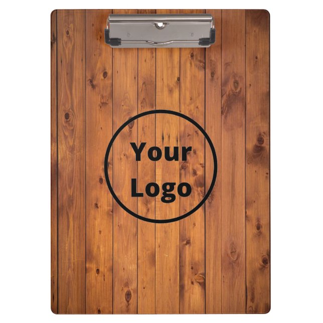 Custom logo brown wood clipboard (Front)
