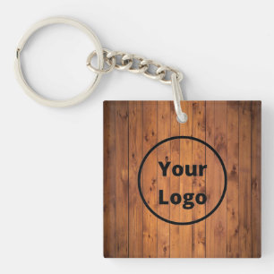 Custom logo brown wood keychain