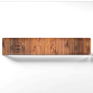 Custom logo brown wood nameplate