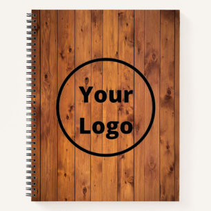 Custom logo brown wood notebook