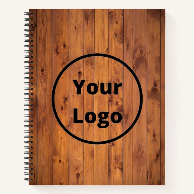 Custom logo brown wood notebook (Front)