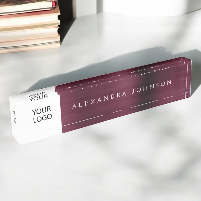 Custom Logo Burgundy Executive Professional Nameplate (Creator Uploaded)