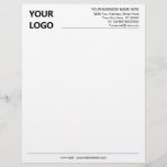 Custom Logo Business Address Company Office  Letterhead<br><div class="desc">Custom Simple Black and White Business Office Letterhead with Logo - Add Your Logo - Image / Business Name - Company / Address - Contact Information - Resize and move or remove and add elements / image / text with customization tool. Enjoy - Be Happy :)</div>