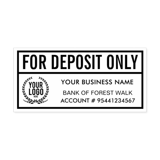 Custom Logo | Business Address Deposit only Rubber Stamp (Imprint)