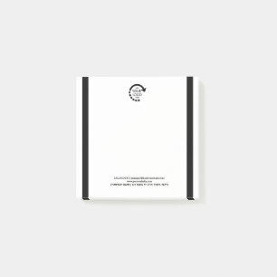 Custom Logo Business Branding Modern Black Border Post-it Notes