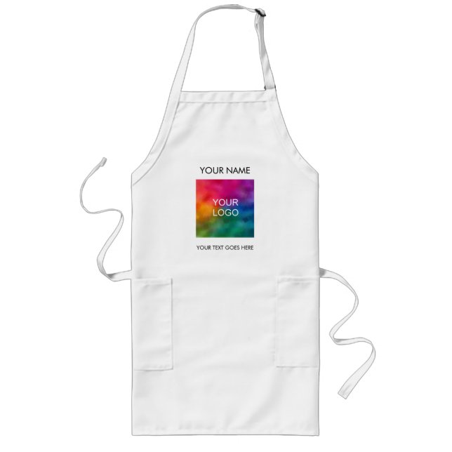 Custom Logo Business Company Minimalist Design Long Apron (Front)