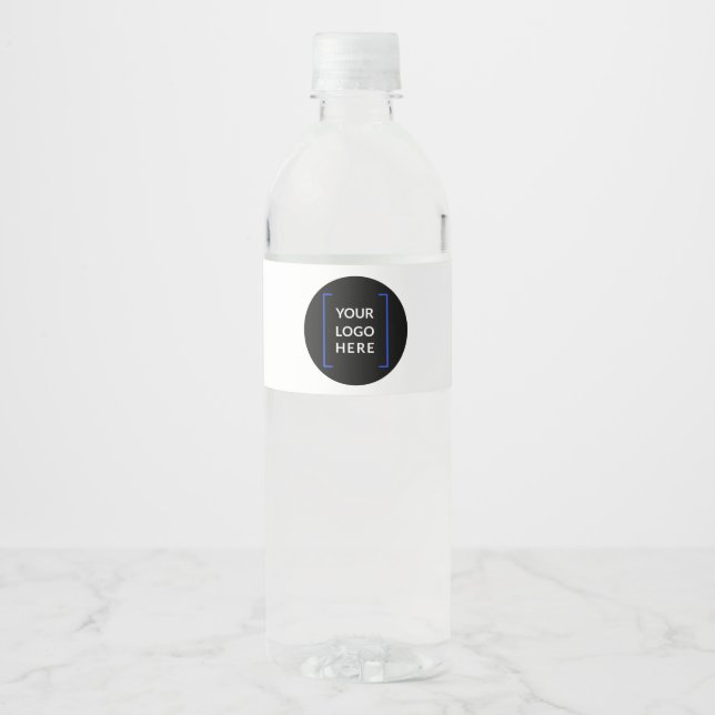 Custom Logo | Business Company Minimalist Water Bottle Label (Front)