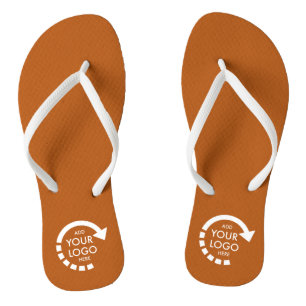 Custom Logo Business Company Staff   Burnt Orange Flip Flops
