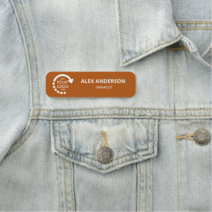 Custom Logo Business Company Staff Burnt Orange Name Tag