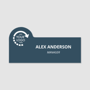 Custom Logo Business Company Staff Navy Blue Name Tag