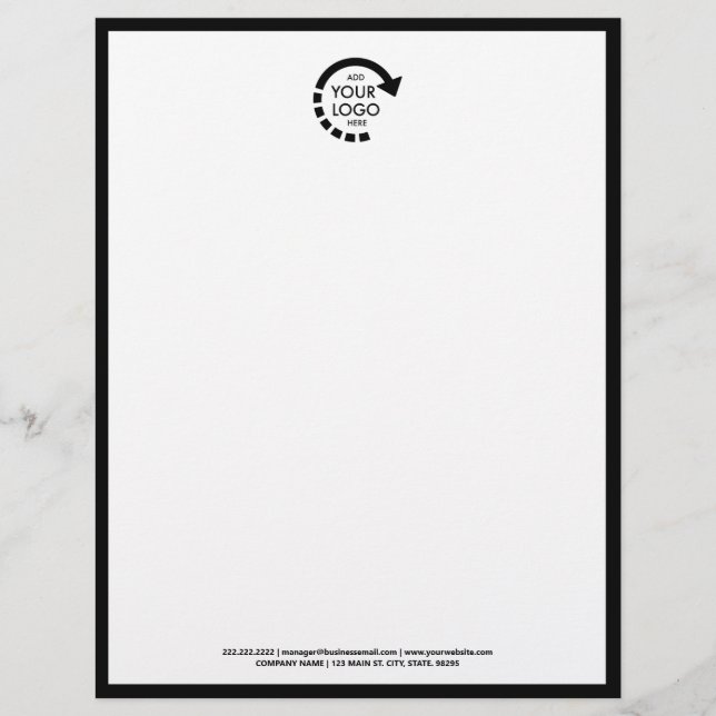 Custom Logo Business Corporate | Modern Black Letterhead (Front)
