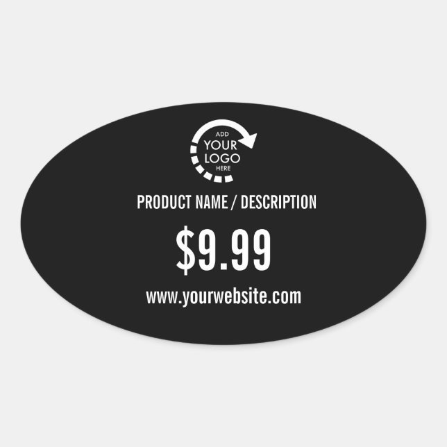 Custom Logo Business Corporate Modern Black Oval Sticker (Front)