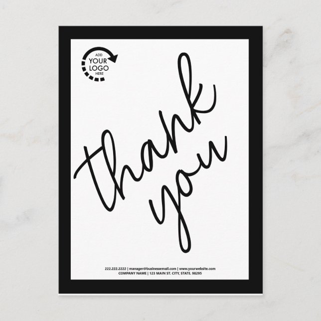 Custom Logo Business Corporate Modern Black Postcard (Front)