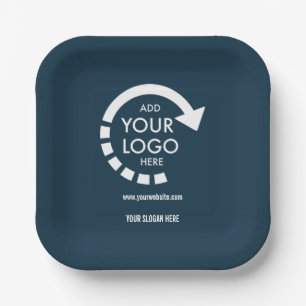 Custom logo business corporate   Navy Blue Paper Plate