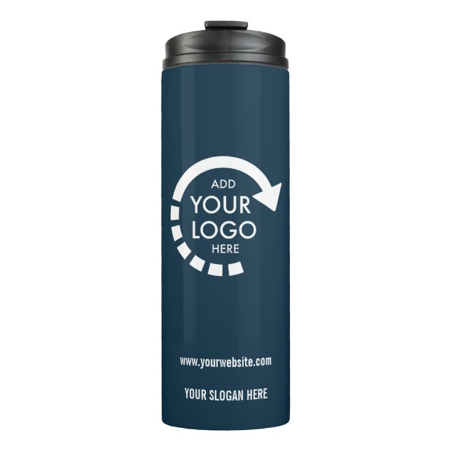 Custom logo business corporate | Navy Blue Thermal Tumbler (Front)