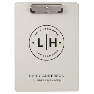 Custom Logo Business Corporate QR Neutral Tone Clipboard
