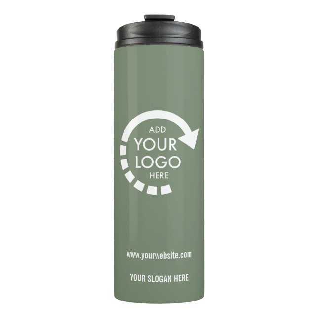 Custom logo business corporate | Sage Green Thermal Tumbler (Front)