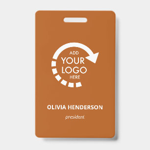 Custom Logo Business ID Employee Burnt Orange Badge