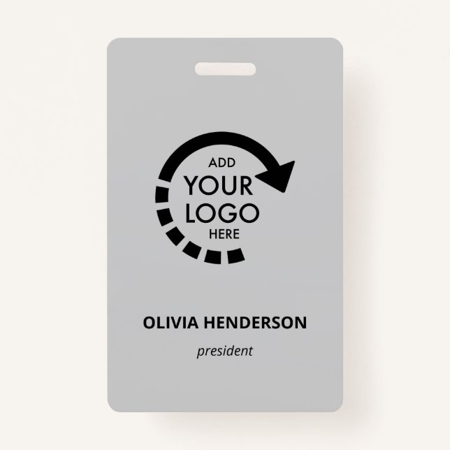 Custom Logo Business ID Employee | Cool Grey Badge (Front)