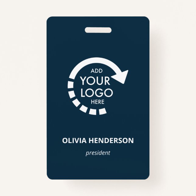 Custom Logo Business ID Employee | Navy Blue Badge (Front)