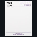 Custom Logo Business Letterhead - Choose Colours<br><div class="desc">Your Colours - Simple Personalized Business Office Letterhead with Logo - Add Your Logo - Image / Business Name - Company / Address - Contact Information - Resize and move or remove and add elements / image with customization tool. Choose / add your favourite elements and text colours and font...</div>