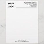 Custom Logo Business Office Letterhead Personalize<br><div class="desc">Custom Simple Black and White Business Office Letterhead with Logo - Add Your Logo - Image / Business Name - Company / Address - Contact Information - Resize and move or remove and add elements / image with customization tool.</div>