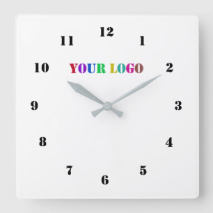 Custom Logo Business Office Personalized Colours Square Wall Clock