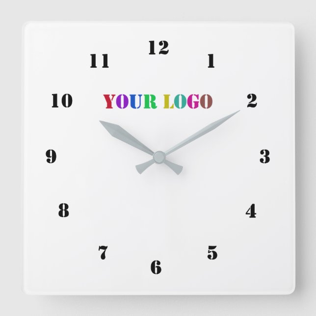 Custom Logo Business Office Personalized Colours Square Wall Clock (Front)