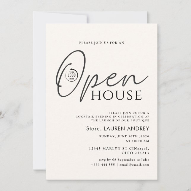 Custom Logo Business Open House Invitation (Front)