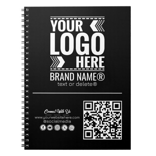 Custom Logo, Business or Brand Logo Personalized  Notebook (Front)