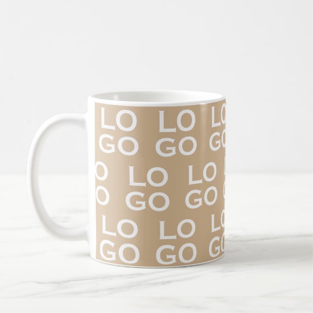 Custom Logo Business or Company on Beige Coffee Mug (Left)