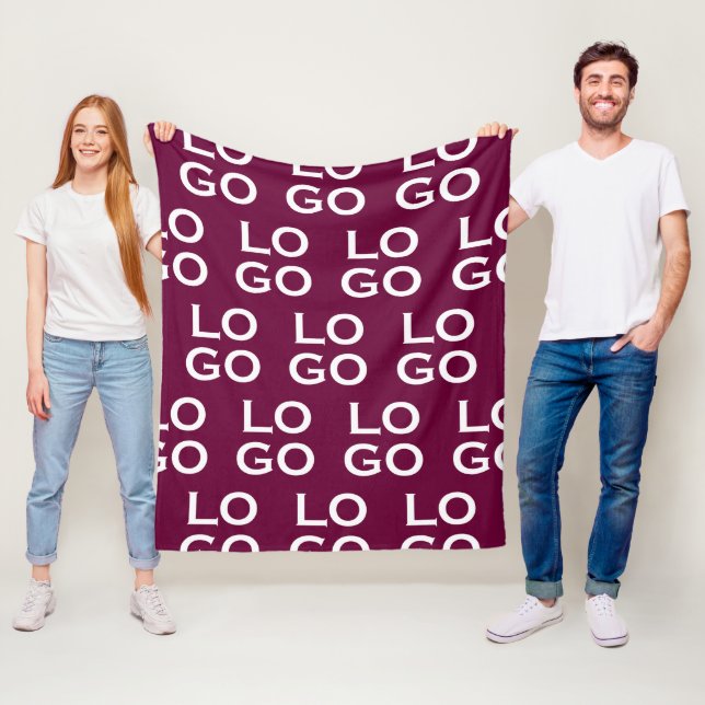 Custom Logo Business or Company on Burgundy Fleece Blanket (In Situ)