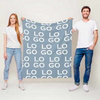 Custom Logo Business or Company on Light Blue Fleece Blanket