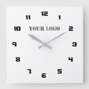 Custom Logo Business Personalized Font Colours Square Wall Clock