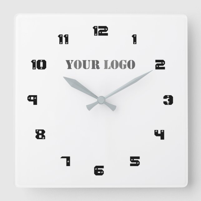 Custom Logo Business Personalized Font Colours Square Wall Clock (Front)