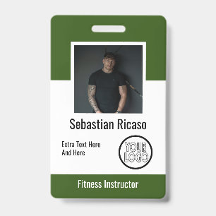 Custom Logo Business Personalized Green White Badge