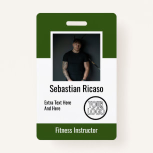 Custom Logo Business Personalized Green White Badge