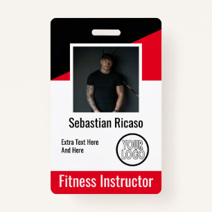 Custom Logo Business Personalized Red Black White Badge